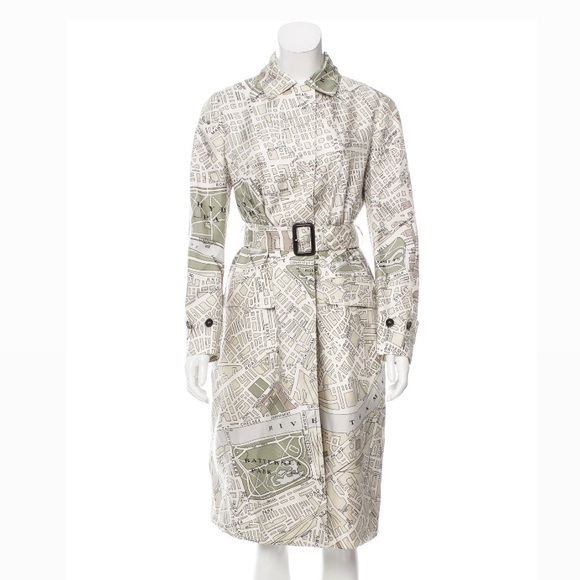 Burberry London Map Print Silk trench coat size 46